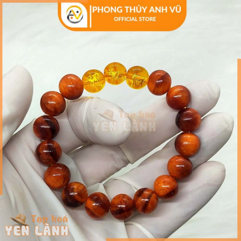 Vòng tay gỗ huyết long tam hợp hợi mão mùi – Vòng tay tam hợp quý thần – Size 10 12ly – May mắn tài lộc