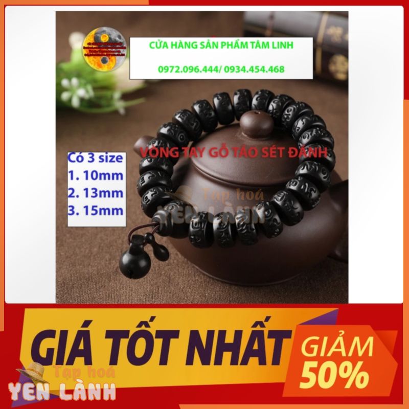 Vòng tay gỗ táo sét đánh cầu an, cầu lộc, trừ tà giải xui