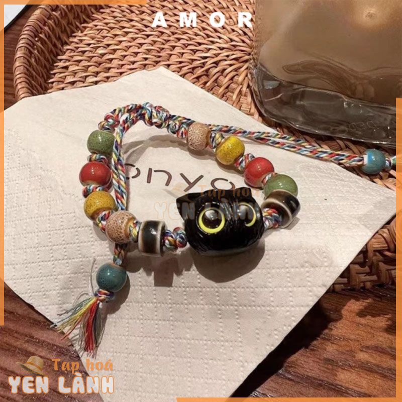 Vòng Đeo Tay handmade Bằng Gốm Hình Mèo Dễ Thương Xinh Xắn