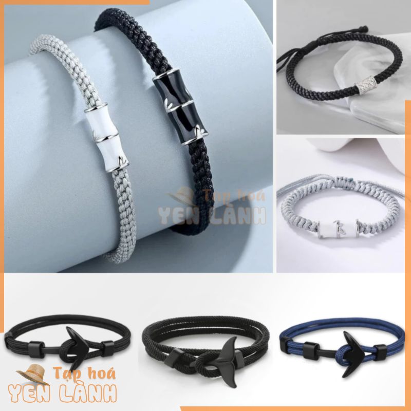 Vòng tay đôi vải nam nữ lắc tay dây bện handmade họa tiết độc đáo cá tính Migin tự điều chỉnh size – Vòng tay tổng hợp