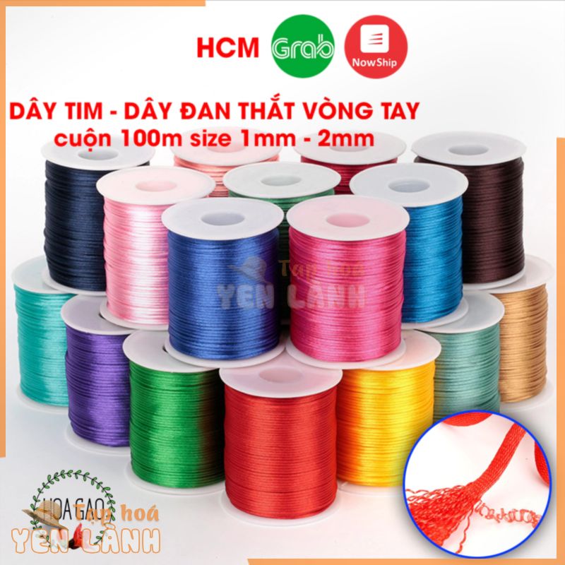 Cuộn dây đan vòng tay handmade paracord macrame dây tim bóng 1mm 2mm HOA GẠO không bay màu, không giãn, bền đẹp