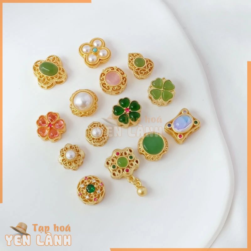 Hạt vàng hạt charm Vàng Vòng Tay Mạ Vàng 18K DIY Bằng Đồng Khảm Đá Ngọc Bích / Vỏ Sò / Bầu Trời / Hoa Năm Lá / Bầu Thẳng Handmade DIY