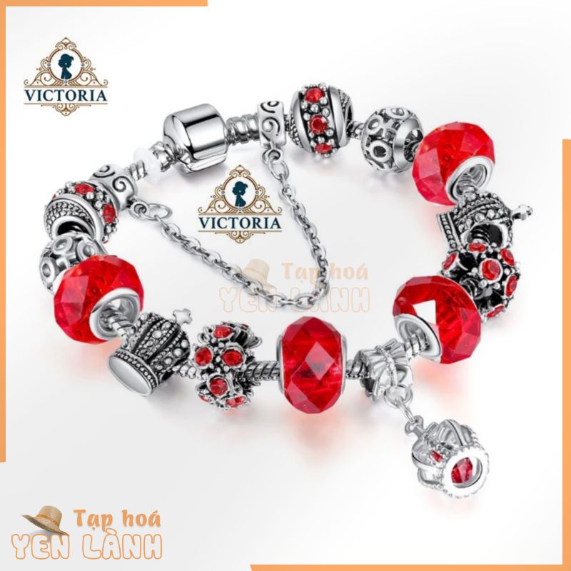 Vòng tay nữ đính hạt Charms Jewelry Queen Victoria Charm Panda VT