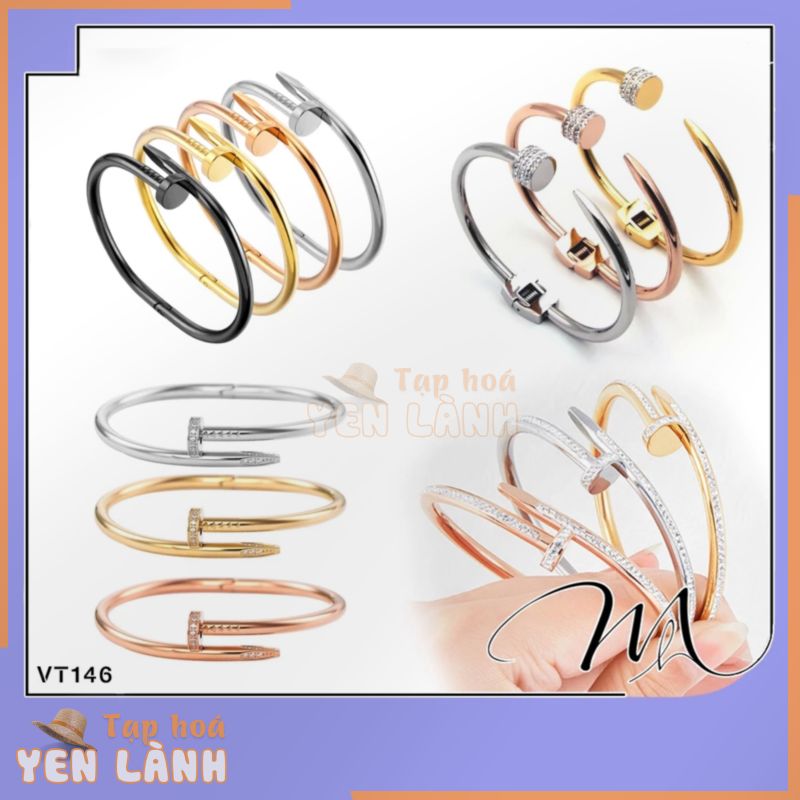 Vòng tay nam nữ Titan hình cây đinh đính đá trắng cá tính – Măng’s House VT146