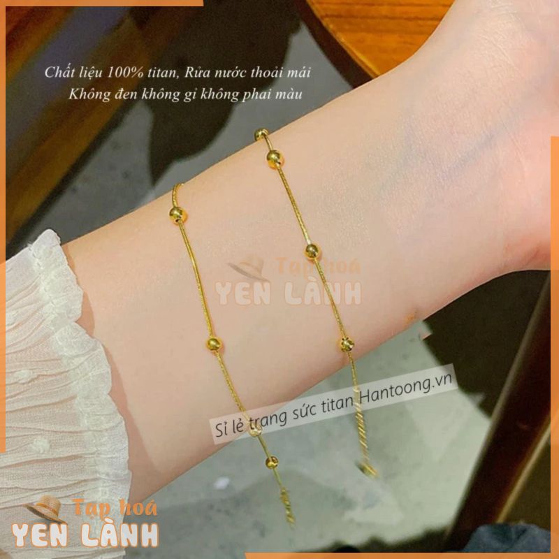 Vòng tay titan nữ không gỉ không phai màu lắc tay nữ mạ vàng 18k kiểu dáng viên bi phong cách nhẹ nhàng