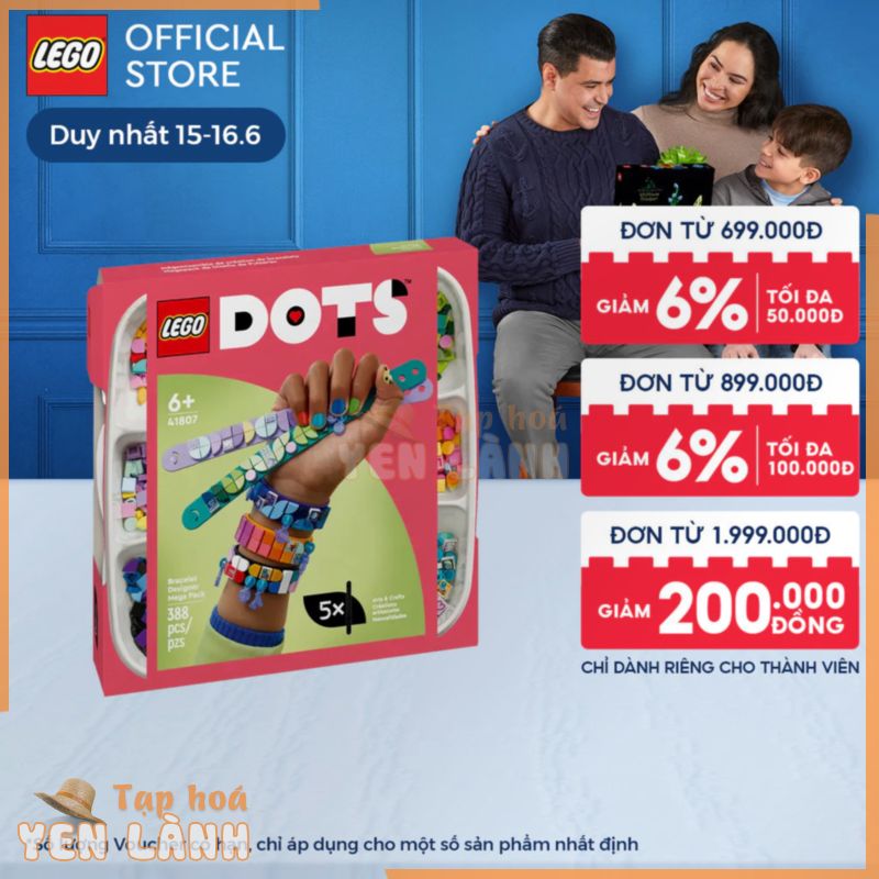 LEGO Dots 41807 Bộ Vòng Tay Thiết Kế Sáng Tạo 5 Trong 1 (388 Chi Tiết)