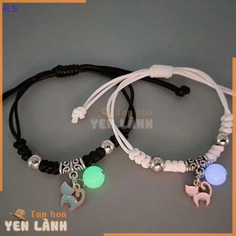 1 Cặp Vòng Tay Mặt Trăng Và Ngôi Sao Phát Sáng Handmade Có Thể Điều Chỉnh Kích Thước Dành Cho Cặp Đôi