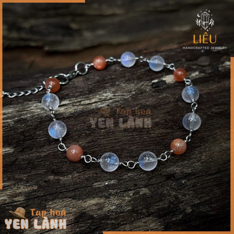 [Wire-art] Vòng tay Monsoon – Moonstone mix Sunstone