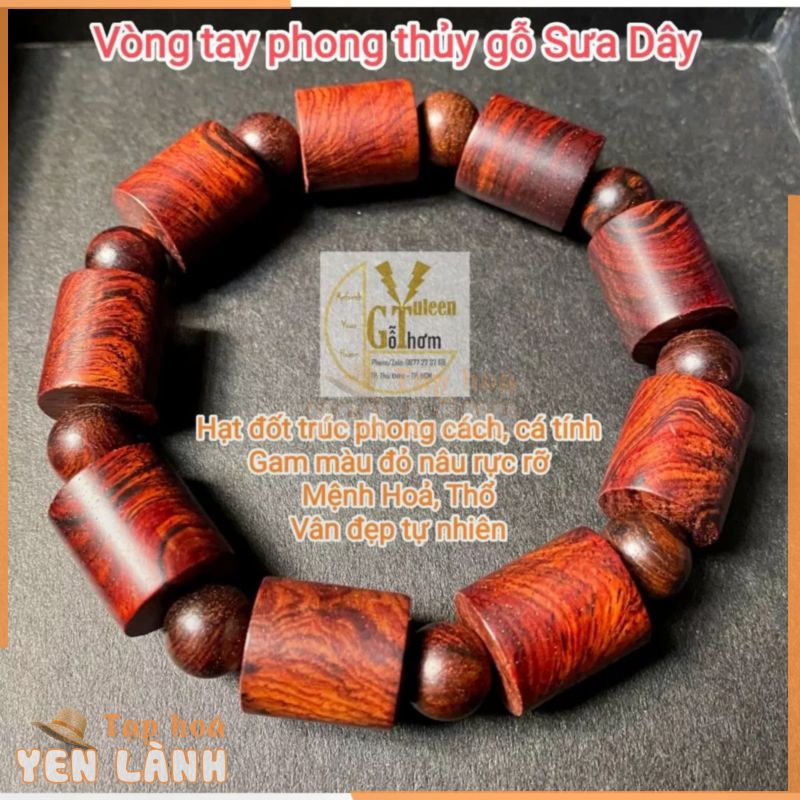 Vòng phong thủy gỗ sưa hút tài vận, vòng tay nam nữ, vòng sưa đốt trúc, vân gỗ đẹp, độc đáo, cá tính