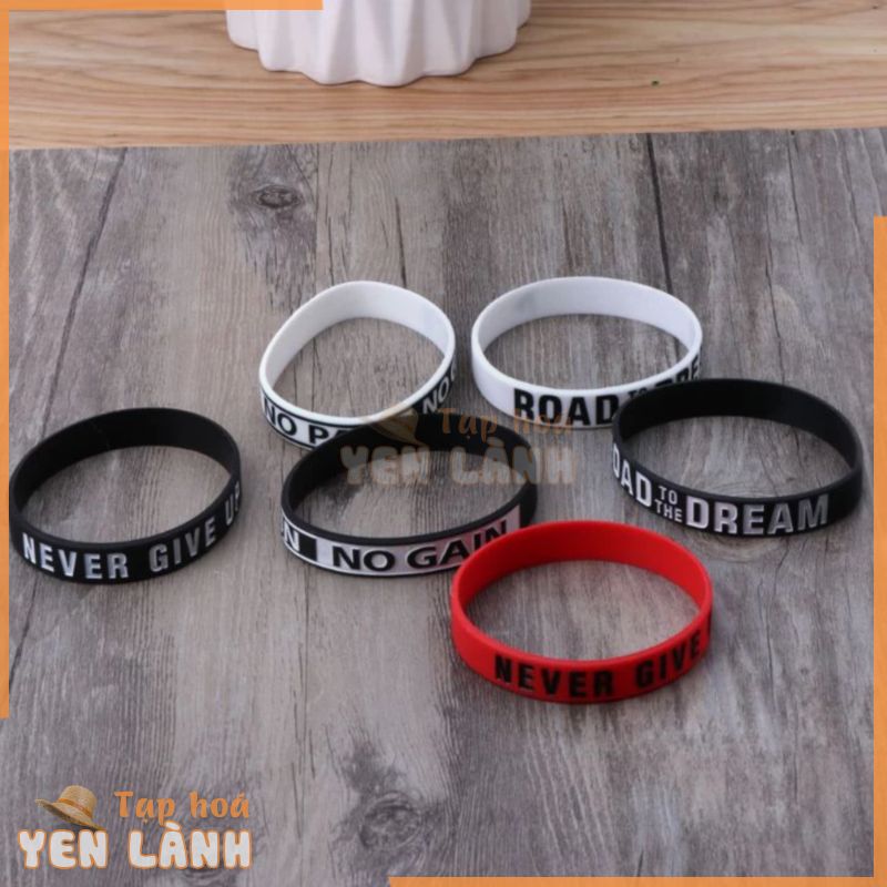 Vòng Đeo Tay Dây Cao Su Silicone Co Giãn Truyền Cảm Hứng In Chữ to the Dream Never Give Up