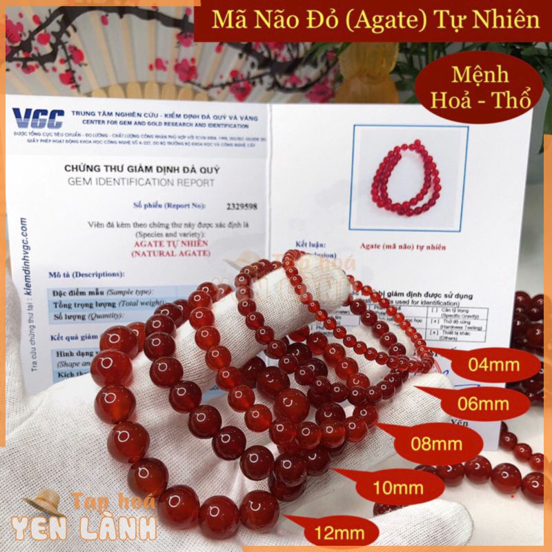 GIÁ SỈ – Đá mã não đỏ ( Agate ) tự nhiên, vòng tay đá phong thuỷ mệnh hoả, mệnh thổ, vòng tài lộc may mắn MN06