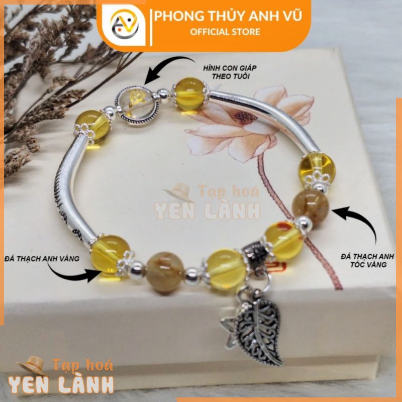 Vòng mix charm mệnh kim cho người tuổi thân-thìn-dậu – size 8 ly cho nữ – may mắn tài lộc tình duyên – Phong Thủy Anh Vũ