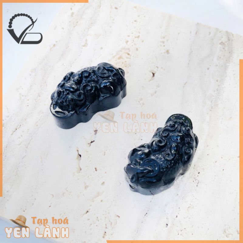 Charm Tùy Hưu 3cm San Hô Đen xỏ vòng tay, mặt dây chuyền CNC Văn Bé