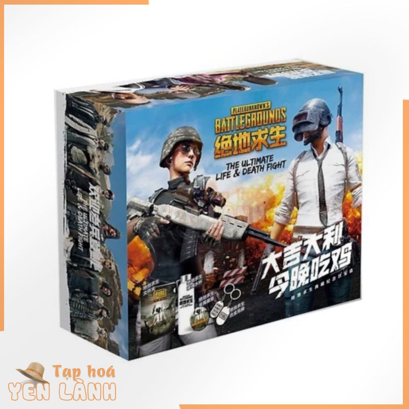 (200) Hộp quà tặng anime game Pubg hộp to có bình nước, ảnh dán, vòng tay, ảnh thẻ, postcard tặng móc khóa