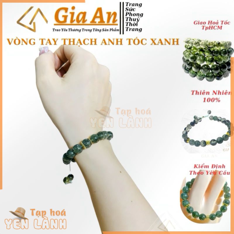 Vòng chuỗi tay đá thạch anh tóc xanh-Vòng chuỗi tay nam nữ đá phong thuỷ GIA AN may mắn tài lộc bình an