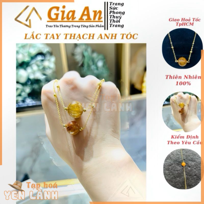 Vòng tay đá thạch anh tóc[Tặng Hộp Sang Trọng]-Vòng tay nam nữ đá phong thuỷ GIA AN tài lộc bình an