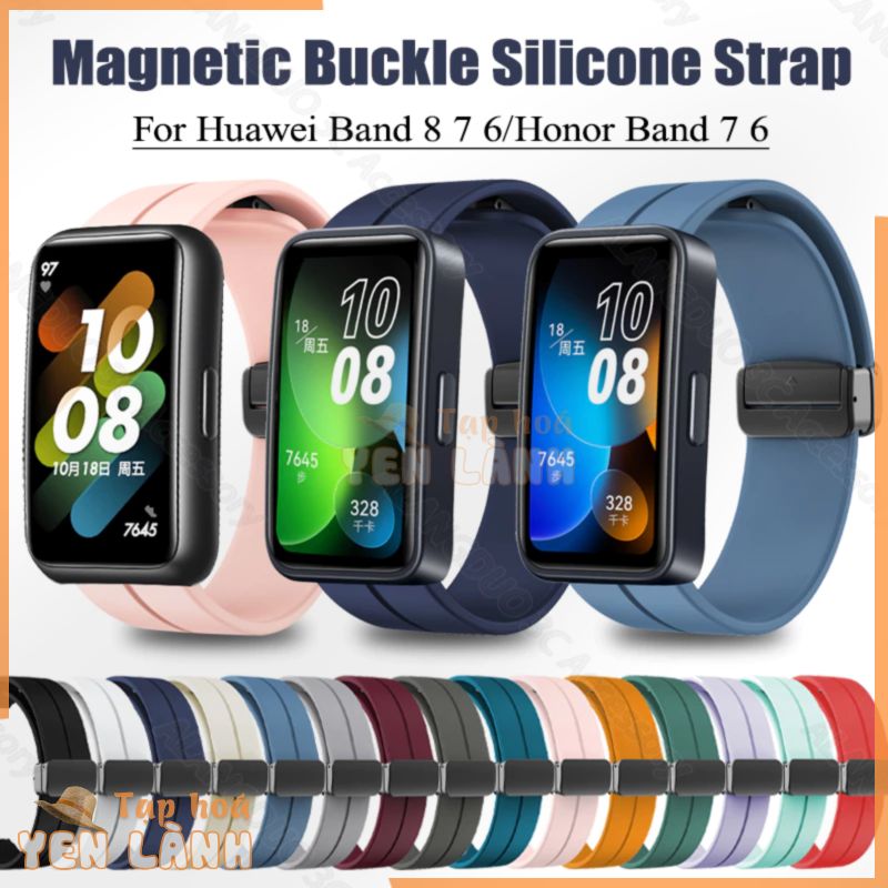 Từ Khóa Dây Đeo Silicon Cho Huawei Band 9 8 7 6 Dây Đeo Thể Thao Vòng Tay Dây Thông Minh Thay Thế Dây Đeo Tay Cho Honor Band 7 6