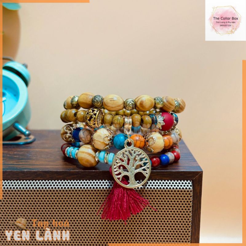 Set vòng đeo tay boho vòng tay vintage phong cách thổ cẩm du mục Bohemian – Mã VT018