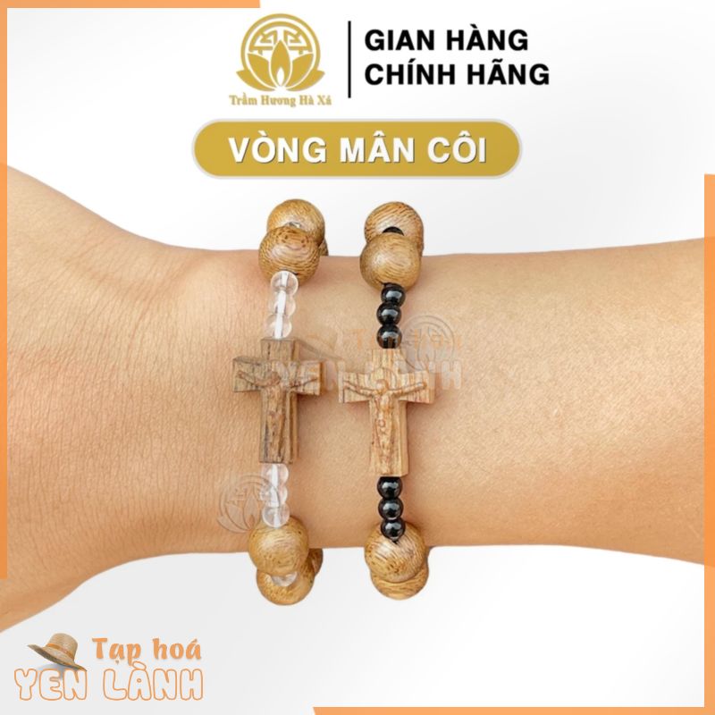 Vòng tay mân côi 10 hạt trầm hương thánh giá công giáo đeo tay cầu nguyện bình an Trầm Hương Hà Xá