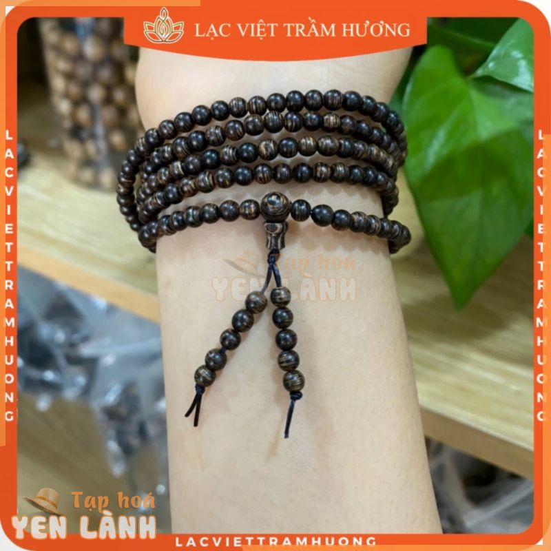 Vòng Tay Trầm Hương Chuỗi Tràng Hạt 216/108 4mm Trầm Sánh Chìm Đen Tự Nhiên Nữ Quấn 5Vòng, Nam 4Vòng