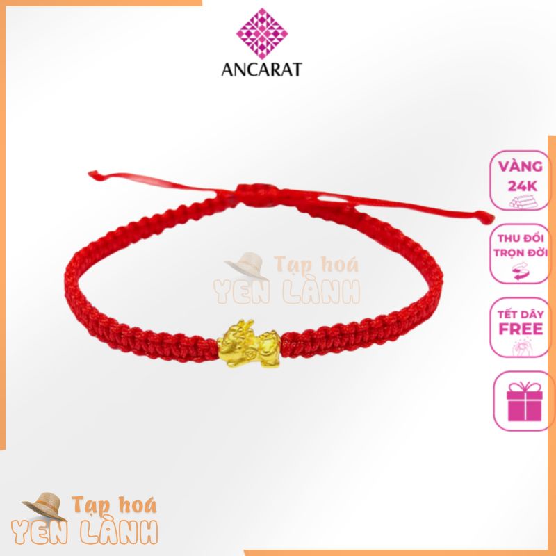 Vòng tay trang sức Tỳ hưu baby vàng 24k tết dây handmade Ancarat