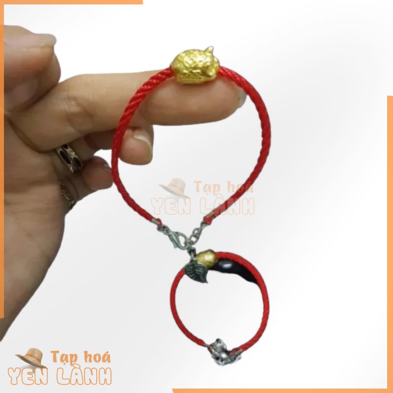 Vòng tay chỉ đỏ may mắn mix heo si vàng 18k loại 1 – vòng tay may mắn