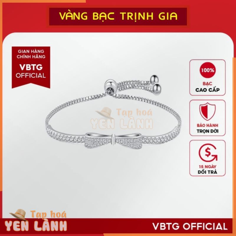 Lắc tay bạc nữ VBTG nơ đính đá dây rút cao cấp – Vòng tay bạc S925 VBTG2185