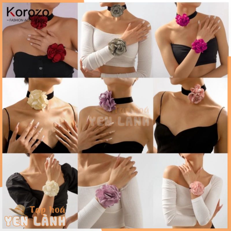 Vòng Cổ Choker Vải Mặt Hoa Hồng Lãng Mạn Thanh Lịch Cho Nữ Vòng đeo tay hoa thời trang sức phụ kiện Cái xuyến Nữ